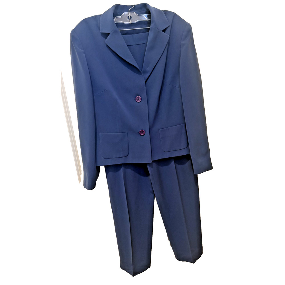 Votre Nom Paris Women's Navy 2 Piece Suit Jacket Sz 4 & Pants Size 42 Euro